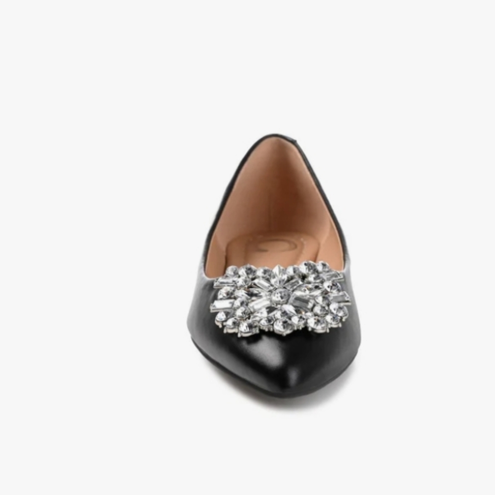 Journey Collection Chic Renzo Black Flats With Crystal Embellishment Size 8.5W - Picture 2 of 11